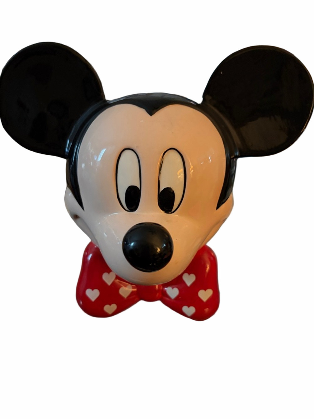 Disney Micky Mouse head with heart bow tie ceramic planter Teleflora Vintage.